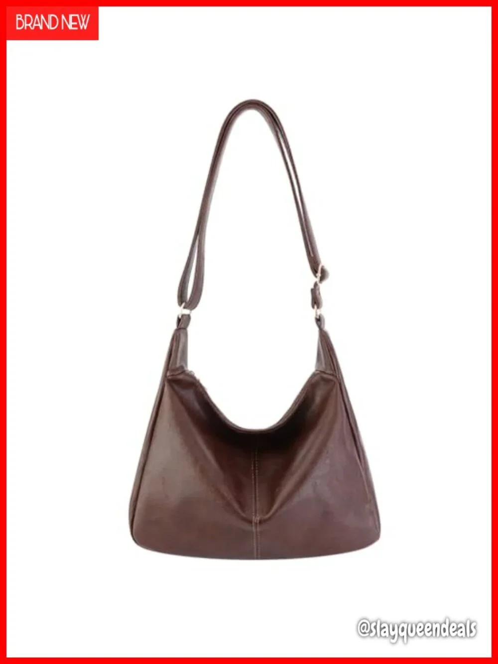 Vegan Leather Hobo Crossbody Bag 13.5